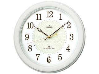 【クリックでお店のこの商品のページへ】SEIKO/セイコークロック 電波掛時計 ザ・ナショナル・トラスト 木枠 小花柄 ホワイト 【KX344W】