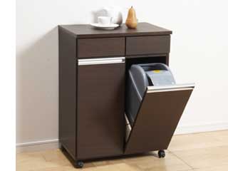 【クリックで詳細表示】完成品 【ダイニングダストボックス2D/ブラウン】※完成品(キャスターのみ取り付け)