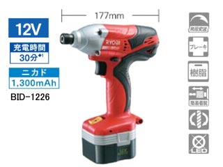 【クリックで詳細表示】RYOBI/リョービ BID-1226 DIY用充電式インパクトドライバ【送料代引き手数料無料の安心価格】