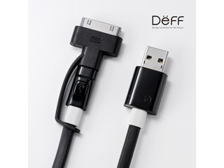 【クリックで詳細表示】Deff/ディーフ Super Tangle-free flat design cable with LED light(Dockコネクタ ＆ Micro USB) DCA-HiA1L070 0.7m