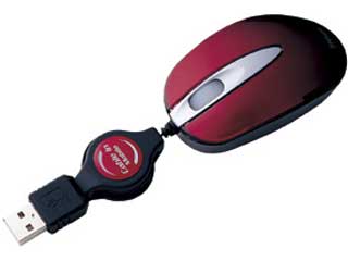 【クリックで詳細表示】サンワサプライ ケーブル巻取り光学式マウス レッド MA-MA1R