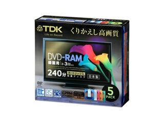 【クリックでお店のこの商品のページへ】TDKマーケティング DRAM240DMY4B5S 録画用DVD-RAM CPRM対応 カラーミックス カートリッジタイプ 5枚