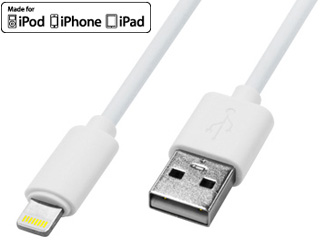 【クリックで詳細表示】GREEN HOUSE/グリーンハウス Lightningコネクタ搭載 iPhone、iPod、iPad対応充電・データ転送ケーブル 1m GH-ALT-UA100W ホワイト