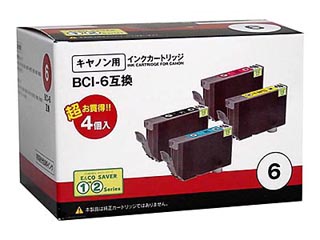 【クリックで詳細表示】オーエム OMC-6-4P キヤノン互換インクカートリッジ 4色パック (BCI-6/4MP)