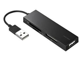 【クリックで詳細表示】サンワサプライ ADR-CML17HBK USB2.0 カードリーダー ブラック(W86.5×D26.5×H10mm)