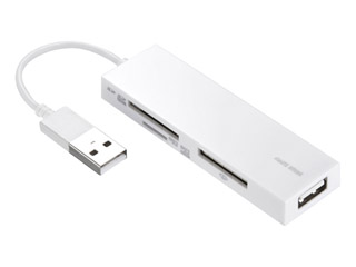 【クリックで詳細表示】サンワサプライ ADR-CML17HW USB2.0 カードリーダー ホワイト(W86.5×D26.5×H10mm)