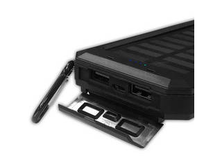 【PSE取得済み】容量8000mAh ソーラー式モバイルバッテリー MBSC8000FTBK