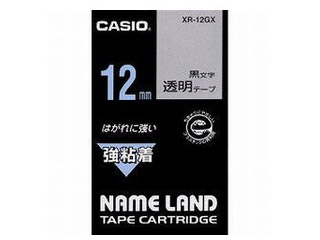 【クリックで詳細表示】CASIO/カシオ XR-12GX 強粘着テープ 透明 黒文字 12mm