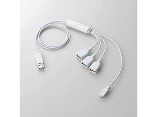 【クリックで詳細表示】ELECOM/エレコム U2H-MB410BWH microUSBコネクタ付きUSBハブ ケーブル長：1m ホワイト