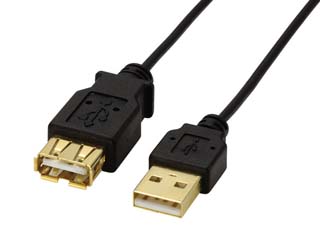 【クリックでお店のこの商品のページへ】ELECOM/エレコム U2C-EX20BK USB2.0準拠 延長ケーブル/極細 Aタイプ/2.0m(ブラック)