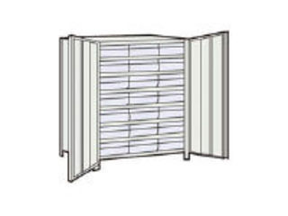 【クリックで詳細表示】TRUSCO/トラスコ中山 【代引不可】軽量棚扉付 875X383XH1200 樹脂引出透明 大X21/43V-T808D7 NG(ネオグレー)