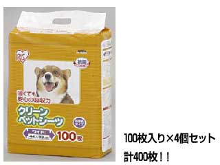 【クリックで詳細表示】IRIS OHYAMA/アイリスオーヤマ 【4個セット】クリーンペットシーツ(ワイド)100枚 NS-100WN