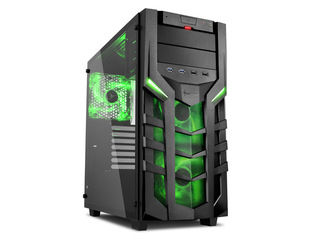 【受発注品のため納期約10日前後】強化ガラス採用ATXケース SHA-DG7000-GN グリーンLED