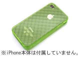 【クリックで詳細表示】RIX/リックス RX-IPTDPH4GR iPhone4専用 TPUダイアカットパターンセミハードケース クリアグリーン