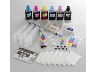 【クリックで詳細表示】ELECOM/エレコム THE-32KIT EPSON/エプソン IC32シリーズ対応詰め替えインク6色と交換工具のフルキット