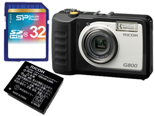 【クリックで詳細表示】RICOH/リコー RICOH G800＋DB-65＋32GB SDHCメモリーカードセット【g800set】 ＜br＞ 【スペア電池＆32GB SDHCメモリーカードセット】