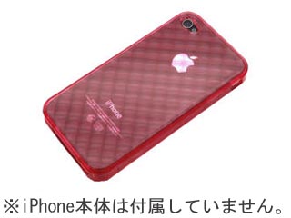 【クリックで詳細表示】RIX/リックス RX-IPTDPH4RD iPhone4専用 TPUダイアカットパターンセミハードケース クリアレッド
