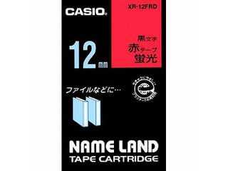 【クリックで詳細表示】CASIO/カシオ XR-12FRD ネームランドテープ 12ミリ 蛍光赤に黒文字