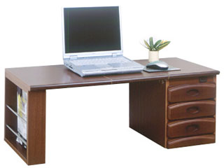 【クリックで詳細表示】組立家具 【文机】 天然木ワンタッチ文机 62245