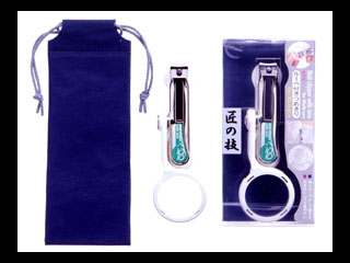 【クリックで詳細表示】グリーンベル 【匠の技】GREEN BELL G-1004 ルーペ付きつめきり(巾着付き)