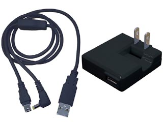 【クリックで詳細表示】Owltech/オウルテック OWL-CBJDA-PSP PSP用 USB充電ケーブル プラグ収納式ACアダプタ付属 ブラック