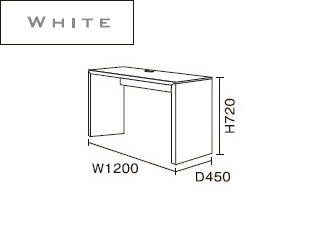 【クリックで詳細表示】ビクターインテリア 【ニューワークスタジオ FLAT】 デスク 幅1200 DD-121-WH(ホワイト)