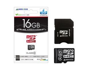 【クリックでお店のこの商品のページへ】GREEN HOUSE/グリーンハウス GH-SDMRHC16G4 microSDHC/マイクロSDHCカード Class4対応 16GB ※SDカード変換アダプタ付属