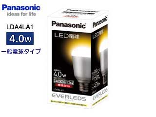 【クリックでお店のこの商品のページへ】Panasonic/パナソニック LED電球 LDA4L-A1 エバーレッズ 4.0W(電球色)