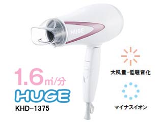 【クリックでお店のこの商品のページへ】KOIZUMI/コイズミ KHD-1375/P マイナスイオンヘアドライヤー(1200W・ピンク)