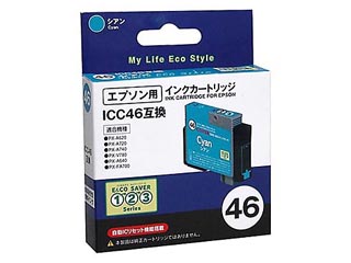 【クリックでお店のこの商品のページへ】オーエム OME-46CA エプソン互換インクカートリッジ シアン (ICC46)