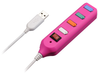 GH-UH204TPP 4�|�[�g�J���t��USB�n�u �s���N �d���ꊇON/OFF�؂芷���X�C�b�`�E�|�[�g�L���b�v�t��