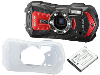 RICOH WG-60(レッド)+D-LI92バッテリー+プロテクタージャケットセット【wg60set】