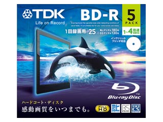 【クリックで詳細表示】TDK BRV25PWB5A Blu-rayディスク録画用 スタンダードシリーズ ホワイト・ディスク 1層25GB 5枚
