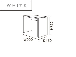 【クリックで詳細表示】ビクターインテリア 【ニューワークスタジオ FLAT】 デスク 幅900 DD-901-WH(ホワイト)
