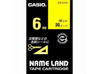 【クリックで詳細表示】CASIO/カシオ ネームランドテープ6mm 黄 XR-6YW