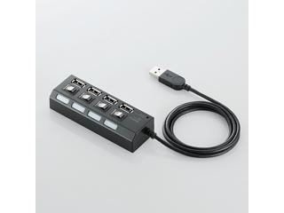 【クリックでお店のこの商品のページへ】ELECOM/エレコム U2H-TZS410BBK 個別スイッチ付USBハブ [4ポート・バスパワー専用モデル] ブラック