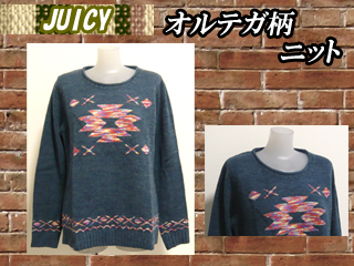 【クリックで詳細表示】JUICY/ジューシー 【SALE】 91744-2 カラフル オルテガ柄 ニット ＜Mサイズ＞ 【グリーン】 ＜br＞ 【秋冬コレクション】【レディース】【ナチュラル】【ガーリー】【ニット】【セーター】