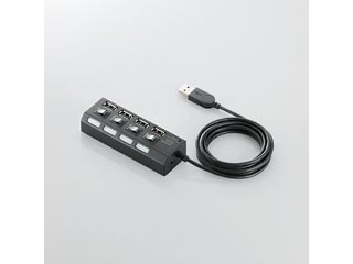 【クリックで詳細表示】ELECOM/エレコム U2H-TZS420SBK 個別スイッチ付USBハブ [4ポート・セルフパワー/バスパワー両用モデル] ブラック