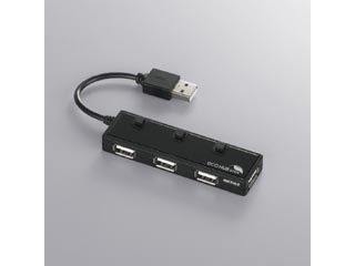 【クリックで詳細表示】バッファローコクヨサプライ BSH4U08BK USB2.0Hub バスパワー 4ポート 個別スイッチ付 ブラック