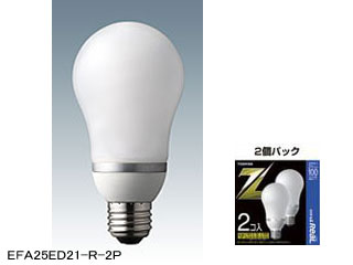 【クリックでお店のこの商品のページへ】TOSHIBA/東芝ライテック EFA25ED21-R-2P 電球形蛍光ランプ「ネオボールZリアル」2個組昼光色