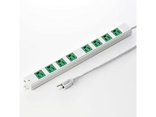 【クリックでお店のこの商品のページへ】サンワサプライ TAP-K8-3G 工事物件タップ 緑 3m (3P・8個口)