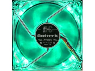 【クリックでお店のこの商品のページへ】Owltech/オウルテック OWL-FY0825L(EG) PCファン LEDファン エメラルドグリーン