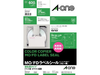 【クリックで詳細表示】A・one/エーワン 28769 カラーレーザ用カラープリントラベル 6面＊100シート