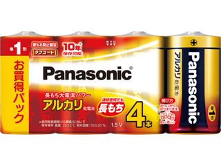 【クリックでお店のこの商品のページへ】Panasonic/パナソニック LR20XJ/4SW アルカリ乾電池単1形4本パック