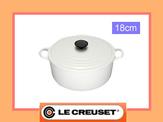 【クリックで詳細表示】Le Creuset/ル・クルーゼ 【期間特価】〔ホーロー鍋〕 AKK-43181 ココット・ロンド(18cm)/ホワイト ＜br＞ 【sbsale】【lecreusetsale】