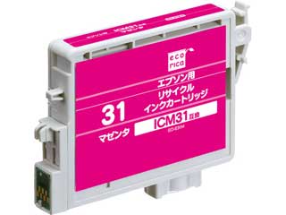 【クリックで詳細表示】ecorica/エコリカ ECI-E31M エプソン ICM31互換 リサイクルインクカートリッジ マゼンタ