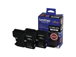 【クリックで詳細表示】brother/ブラザー LC16BK-2PK JUSTIO/ジャスティオ用インクカートリッジ ブラック大容量2個パック