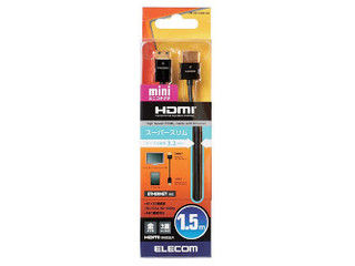 【クリックで詳細表示】ELECOM/エレコム HDMI miniケーブル/スリム/イーサネット対応/1.5m/ブラック CAC-HD14SSM15BK