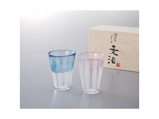 【クリックで詳細表示】泡立ち ペアグラス/G631‐T64/ピンク・ブル-