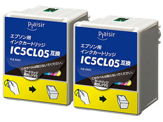 【クリックで詳細表示】Plaisir/プレジール PLE-E05C2P(カラー2個パック) エプソン(EPSON) IC5CL05対応/5色カラー2個パック